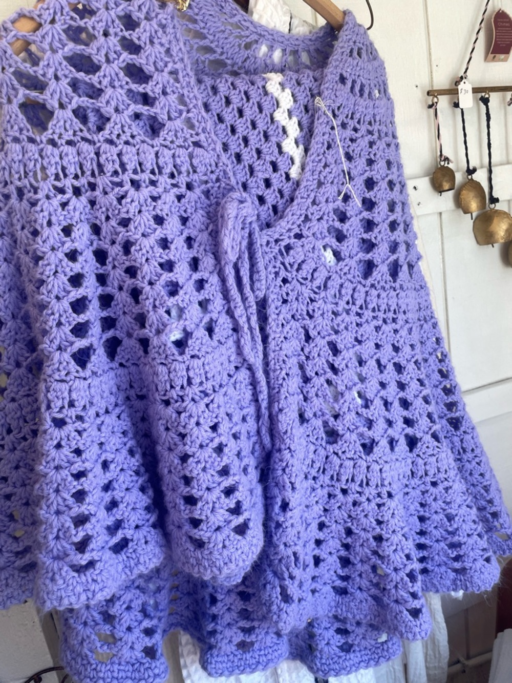 Lavender Crochet Openwork Women’s Shaw with matching lap blanket